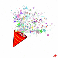 A party popper firing a burst of confetti.